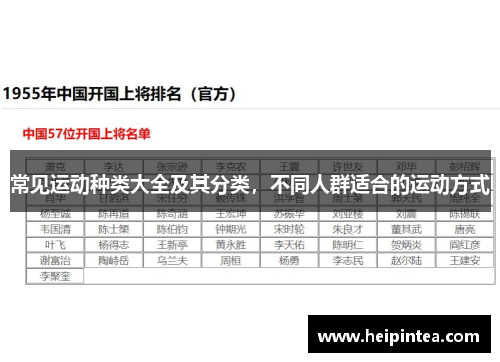常见运动种类大全及其分类,不同人群适合的运动方式